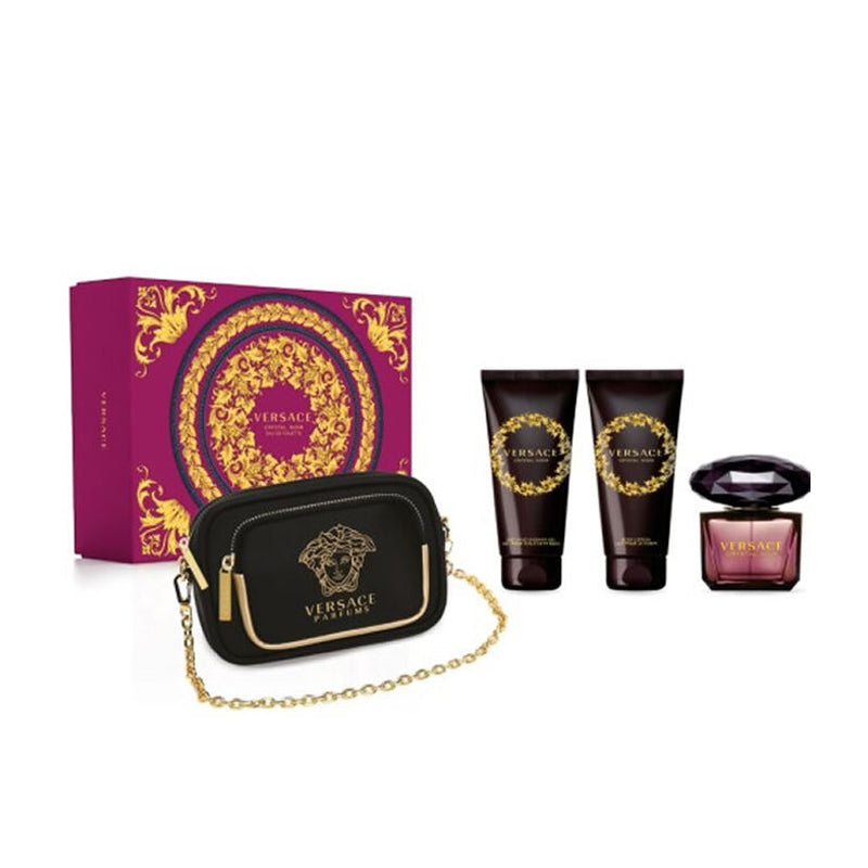 Versace Crystal Noir EDT 4 Piece Gift Set For Women With SG & BL