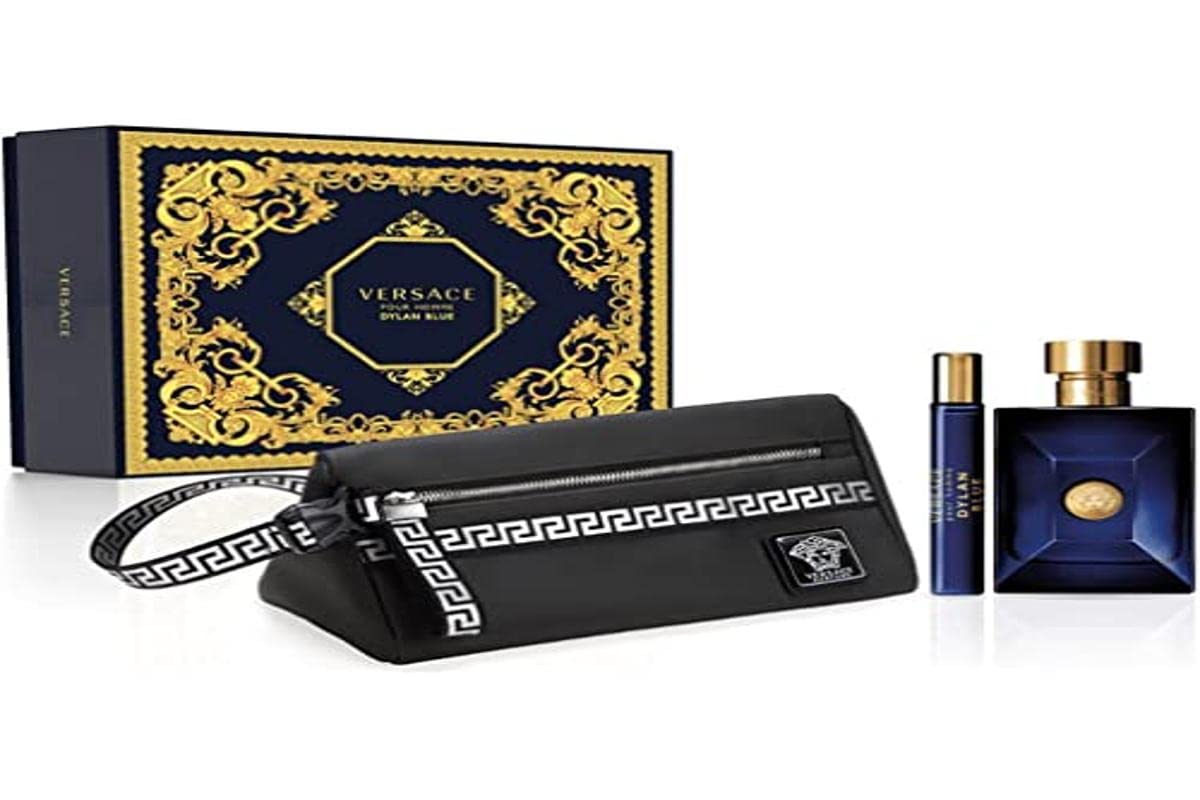 Versace Pour Homme Dylan Blue EDT 3 Piece Gift Set with Pouch & Mini Perfume bottle