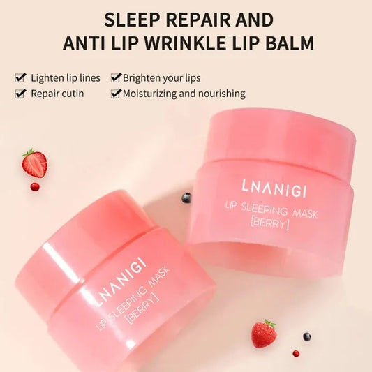 3g South Korea Lip Sleep Mask Night Sleep Maintenance Moisturizing Lip Gloss Bleach Cream Nourishing Lip Care Strawberry