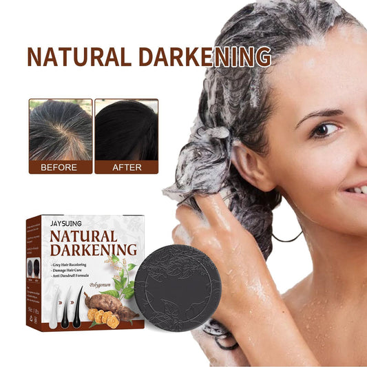Gray White Hair Shampoo Soap Bar Polygonum Organic Darkening Color Dye Treatments Dandruff Removal Anti Gray Hair Shampoo Bar