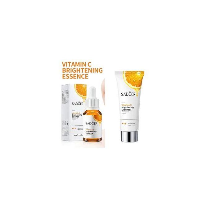 Vitamin C Face Serum + Facial Cleanser, Face Brightening Set
