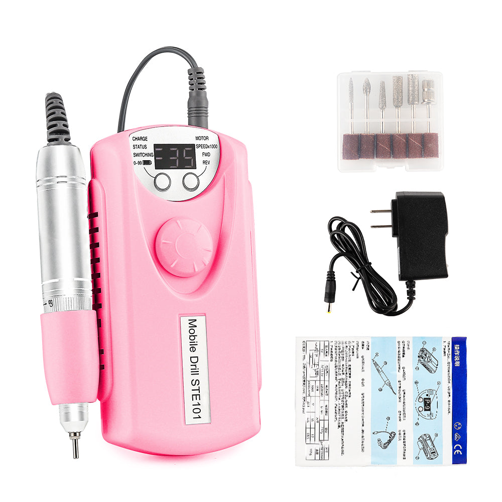 Wireless Nail Drill Manicure Grinder Machine 35000RPM Nail File Polishing Grinding Machine 65W Nail Milling Cutter Nail Art Tool