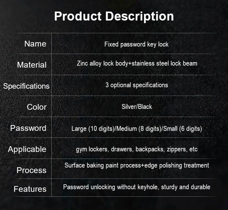 Smart Password Combination Padlock10/8/6 Digits Keypad Lock Outdoor Waterproof Anti-theft Safe Padlock Hasp Mini Code Padlock For School Office Luggage Door Lock Cabinet File Box Locker Toolbox Fence