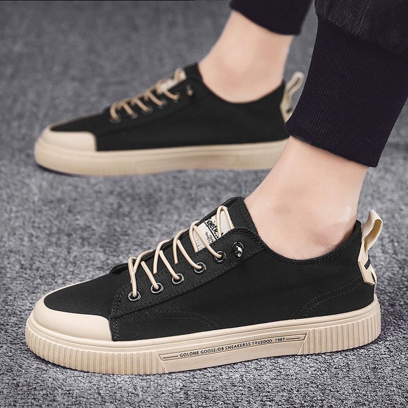 ASSKLO Premium shoes Men shoes canvas shoes breathable men's shoes trendy shoes shoes versatile trendy board shoes casual shoes Black