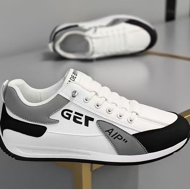 ASSKLO Fashion Designer Men Sneakers Outdoor Casual Shoes PU Leather Breathable Walking Sports Shoes Men's Running Forrest Gump Shoes Flat Shoes Loafers Soft Sole Comfortable Durable white black