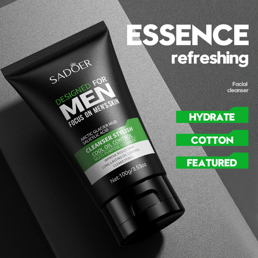 SADOER All-in-One Facial Cleanser for Men Skin Care Cleaner Shrink Pore Deep Cleaning Care Skin Rejuvenation moisturizing Face Wash Oil Control as