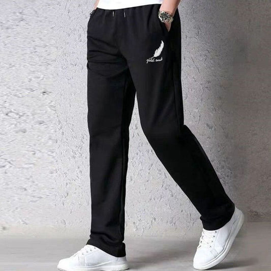 2PC black+grey Men's clothes thin ice silk pants students clothing boys loose straight leg sweatpants trousers Dad long casual sports pants