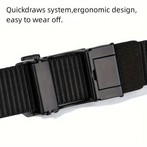 New Arrivals Men's Belt Automatic Metal Buckle Nylon Webbing Outdoor Work Tactical Belt Toothless Automatic Buckle Casual Sports Canvas Belts Military Training Pants Belt For Men High Quality Nylon S