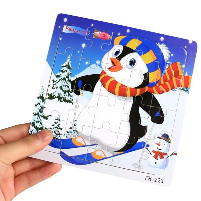 20 piece Wooden Puzzle Cartoon Animals Car Letter Number Pattern Jigsaw Puzzles Game Kids Educational Learning Toys for Children