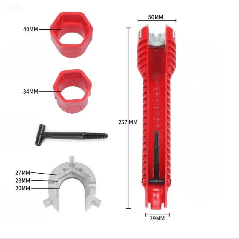 8-in-1 Adjustable Spanner Sink Water Pipe Wrench Multifunctional Sink Installation Tool for bolt Washbasin Wrench Corner Valve Home Decoration Tools Repair Disassembly Tools Jaw Grip Non-Slip Handle