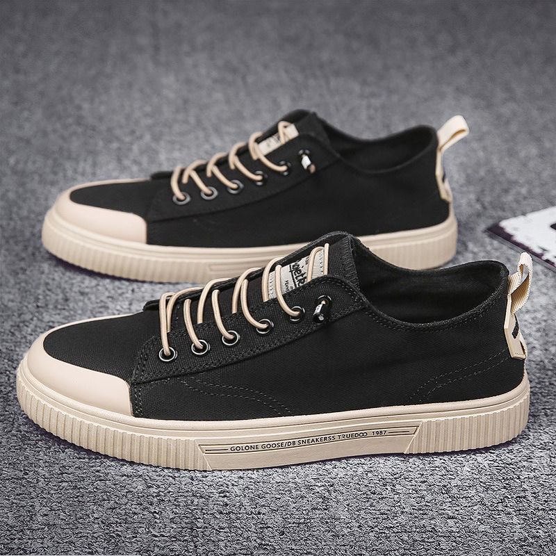 ASSKLO Premium shoes Men shoes canvas shoes breathable men's shoes trendy shoes shoes versatile trendy board shoes casual shoes Black