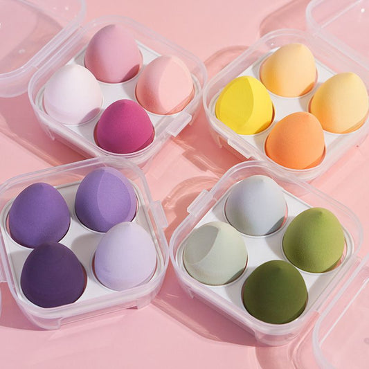 One box of 4 packs Makeup Egg Air Cushion Makeup Egg Sponge Egg Powder Free Powder Storage Box Wet and Dry Storage Box Makeup Egg Set
