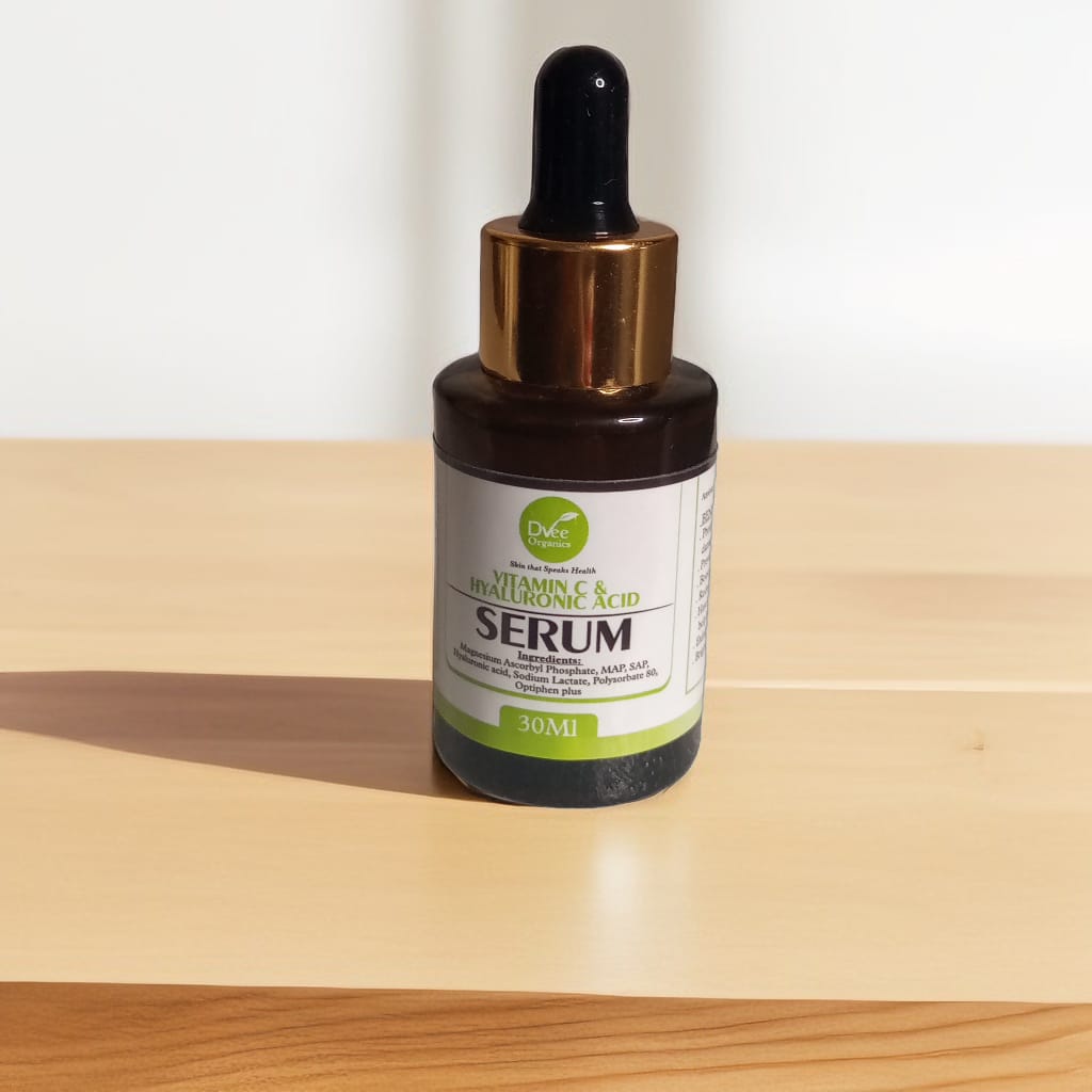 Vitamin C Serum with Hyaluronic Acid - Dvee Organics - Brightening Serum with Anti Aging Benefits