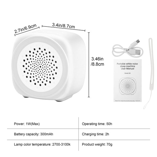 White Noise Machine with 26 Soothing Sounds, Mini Travel Sleeping Sound Machine, Timer Function