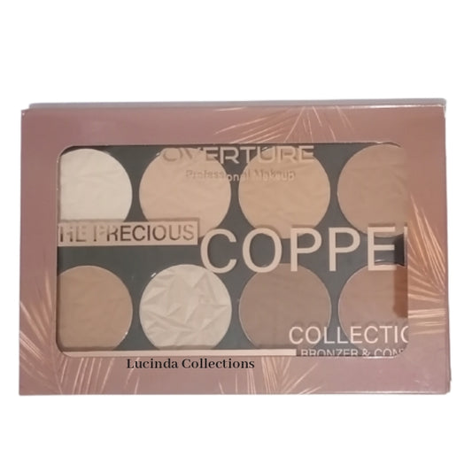 OVERTURE The Precious Copper Collection Bronzer & Contour Pro Palette 8 Color Professional Makeup