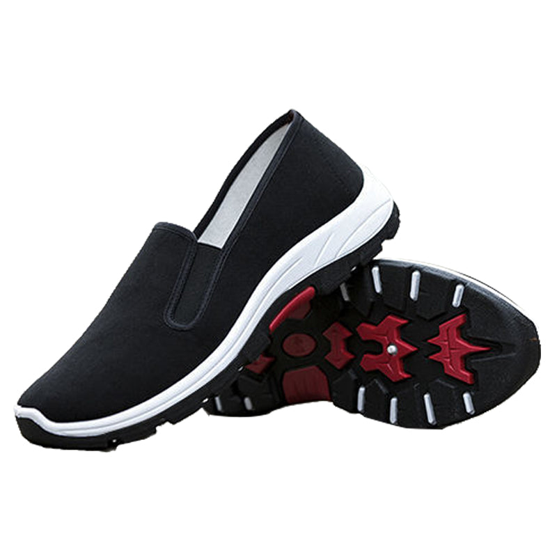 ASSKLO Large size classic Loafers rubber flats shoes Casual shoes Fashion Black laceless men canvas shoes Canvas Shoes Sneakers Low Top Black Shoes High Quality Generic Men's Athletic Shoes Motion