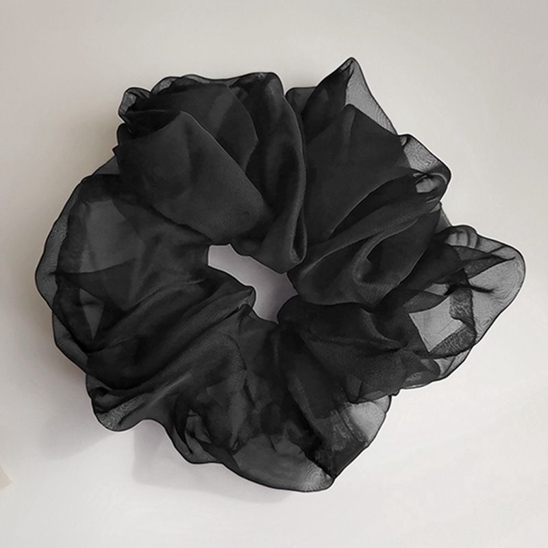 Super fairy solid color mesh simple forest style large intestine headband, high-end feeling, tie headband, elegant and versatile headband hair accessory