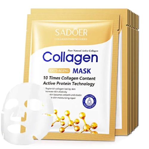 10PCS Anti-wrinkle Collagen Face Mask Moisturizing Anti-aging Repair Brightening skincare Oil-Control Replenishment Whitening Aloe Face Care Face Sheet Mask Facial Masks Skin Care
