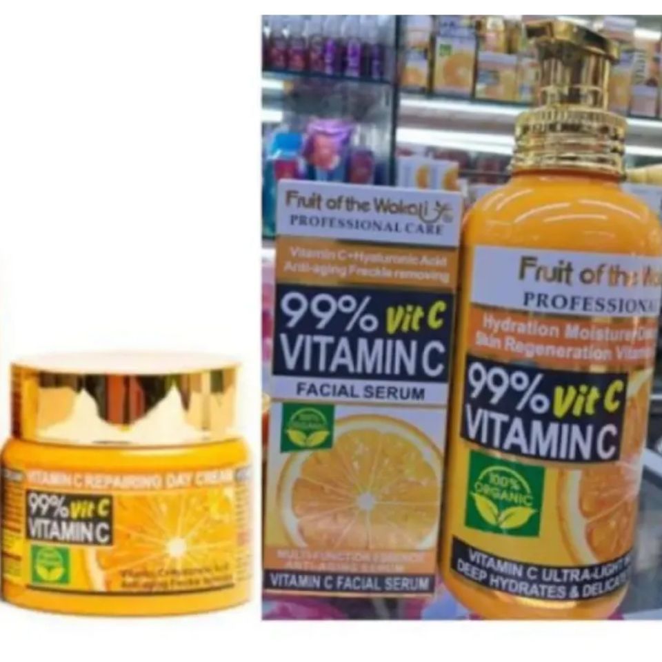 Fruit of the Wokali 99% vitamin C serum,Body lotion,Vitamin C Day Cream,Eliminate Acne & Scar,Anti-aging,Nourish , moisturize and repair damaged skin.