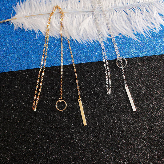 Popular fashion punk European and American simple temperament metal ring short necklace neck chain female collarbone chain