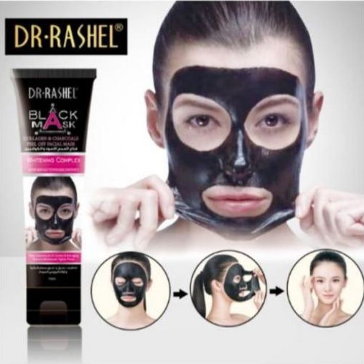 Dr. Rashel Black Mask Collagen & Charcoal Peel Off Facial Mask Remove Blackheads Deep Cleansing Tighten Pores Face Mask