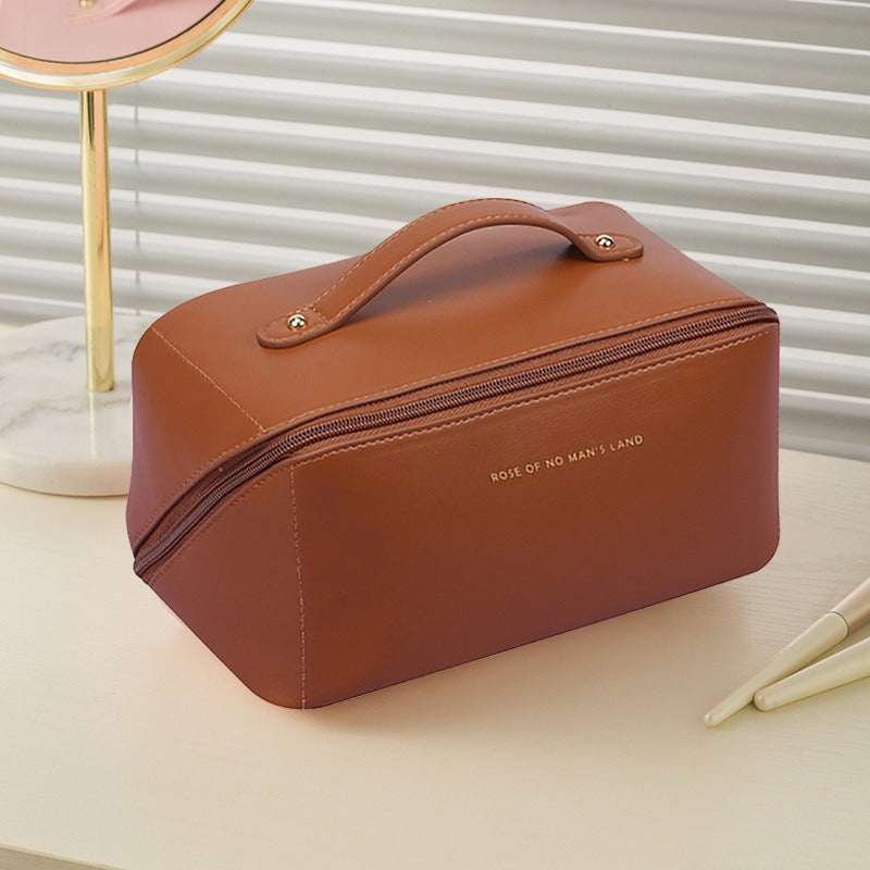 Large-Capacity Travel Cosmetic Bag Portable PU Makeup Bag/Box Pouch Women Waterproof Bathroom Washbag Multifunctional Toiletry Kit Storage Box