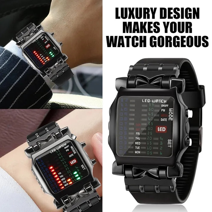 New Watches Multifunctional Popular Square Dial Unisex Binary LED Digital Watches Rubber Band Casual Sport Outdoor Wrist Watch Luminous Smartwatch For Men Women Smart Bracelet Gifts
