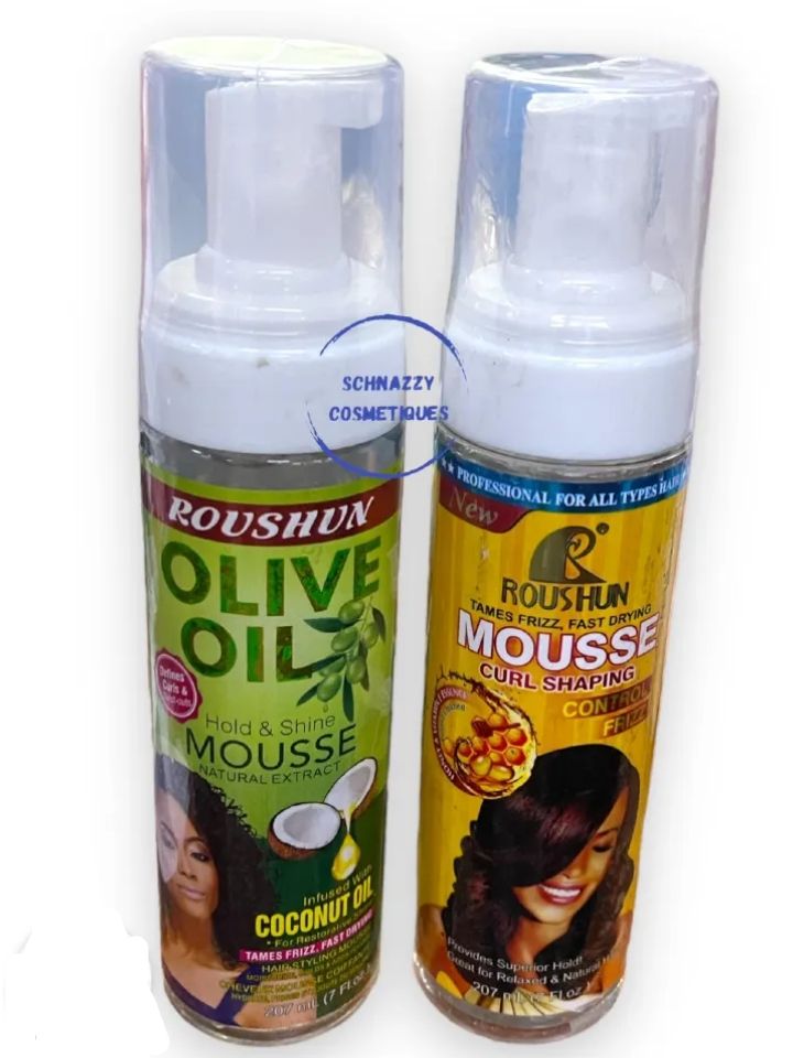 ROUSHUN Mousse Curl Shaping Control Frizz Foam Wrap Set Mousse Define Restore Bounce Curls No Frizz Restore Wig Curls Hold & Shine - with Olive Oil Coconut Oil