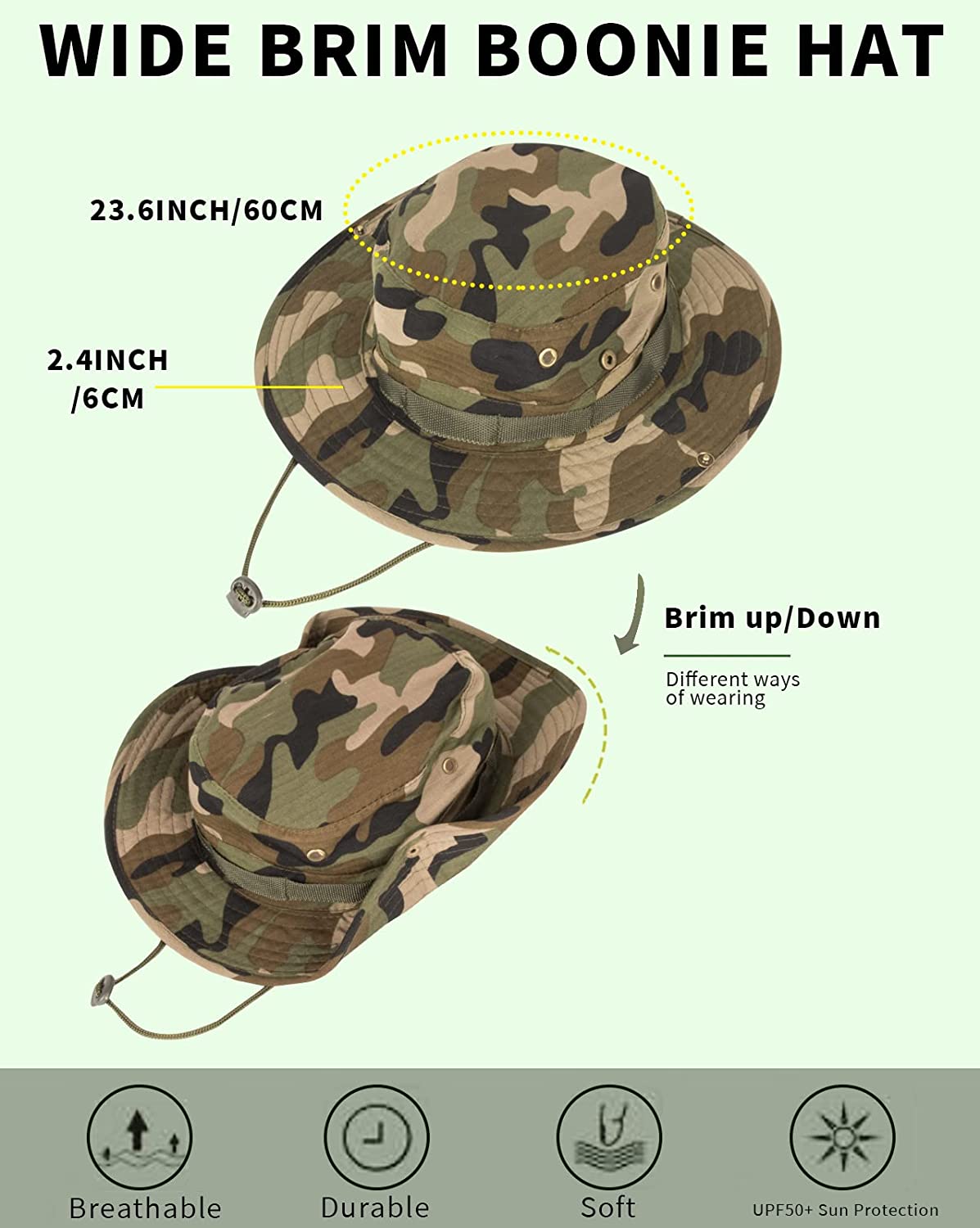 Fisherman Hat Outdoor Large Brimmed Sunblock Fishing Camouflage Round Rim Visor