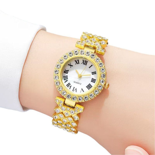 5-piece set fashion Roman diamond inlaid women's watch women's watch quartz watch bracelet