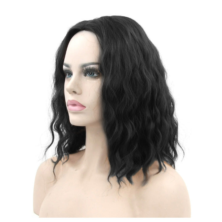 Premium 14inch Short Wigs Water Wave Synthetic Hair Curly Wigs Hair Ladies Short Hair