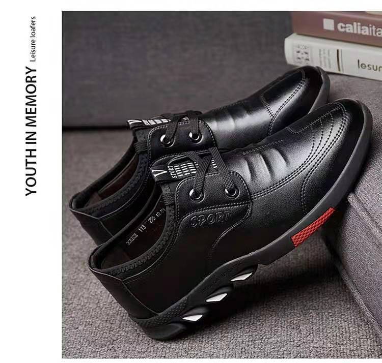 ASSKLO PU leather shoes men's leather casual shoes sport sneaker footwear business leather shoes men's leather shoes dress shoes lace-up shoes fashion versatile casual shoes driving shoes men Black