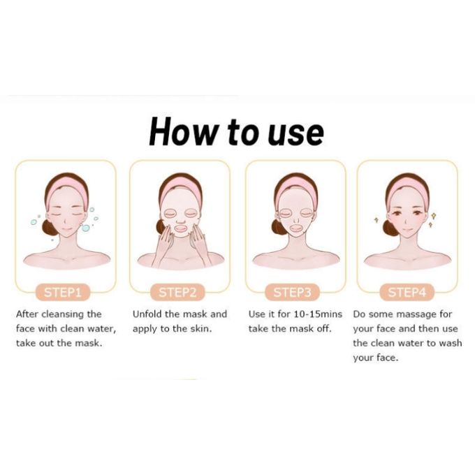 10Pcs Natural Rice Extra Hydrate Beauty Facial Face Mask Sheet - Pack Of 10