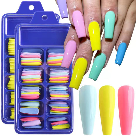 False Press On Nails Artificial Fingernails With Packaging Box Press On Nails Personal Care Nail Artificial Fingernails 10 Mix Colours DIY ABS Nail Tips Press