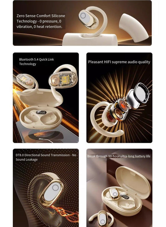 Wireless Bluetooth Earbuds Berlin Voice Ear Hanging OWS Adjustable Non In Ear Noise Reduction Earphones TWS Rotating 130 ° Unisex 360 ° Innovative Fit For All Smartphones