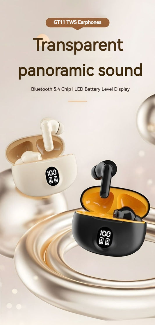 RichRipple New GT11 TWS Wireless Earphone Sports Earphods Digital LED Display Stereo Earphones with Mic 5.3 Bluetooth Type-C