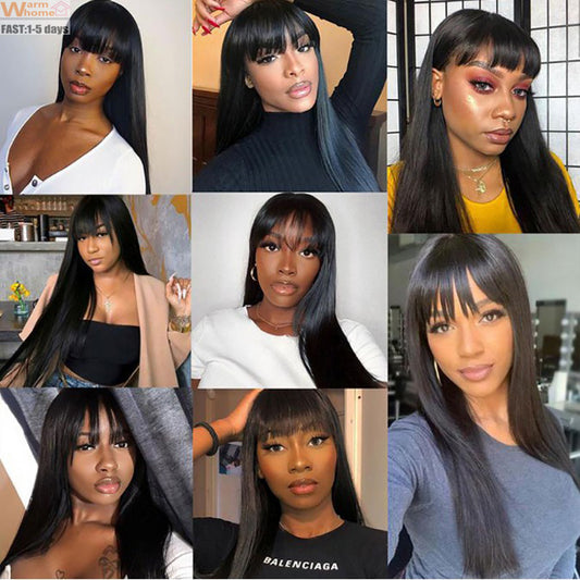Premium 26inch Bangs Wigs Hair Synthetic Wigs Hair Ladies Long Straight Wigs for Black Women