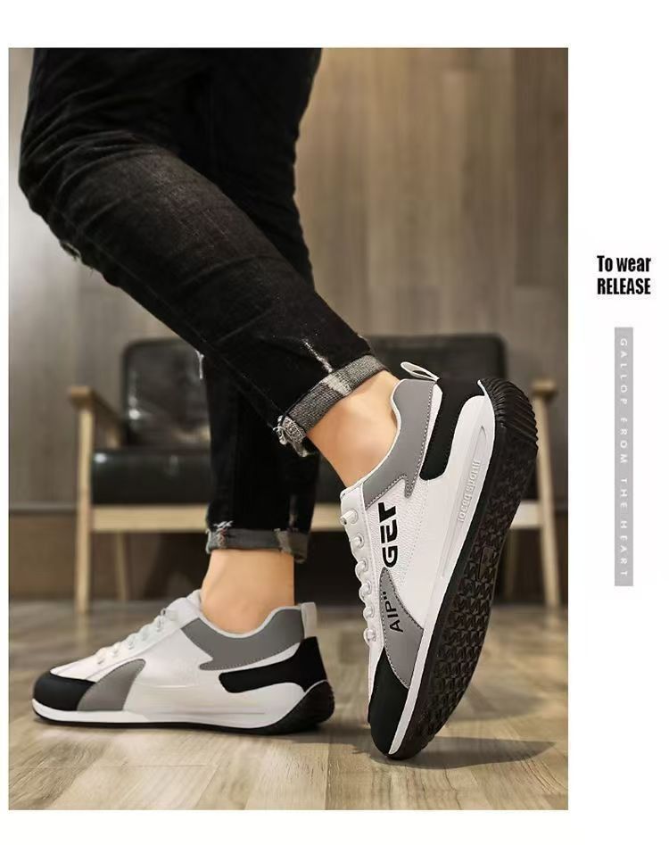 ASSKLO Fashion Designer Men Sneakers Outdoor Casual Shoes PU Leather Breathable Walking Sports Shoes Men's Running Forrest Gump Shoes Flat Shoes Loafers Soft Sole Comfortable Durable white black