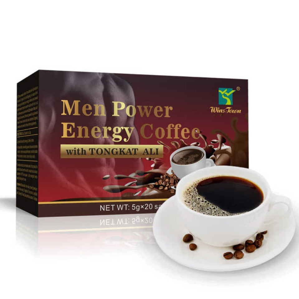 Wins Town Men Power Energy Coffee with Tongkat ali man Active instant black coffee male maca ginseng Enhance Libido Erection Circulation