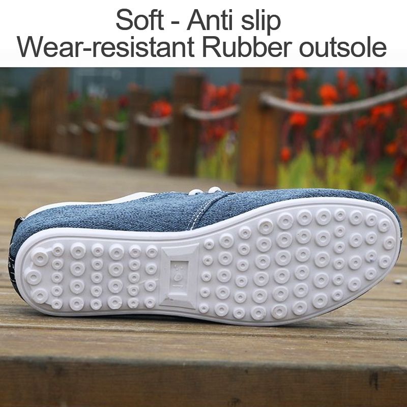 ASSKLO Men Canvas Shoes Men's Bean Shoes Man Sneakers Sports running Shoes Casual Flat Loafers rubber flats shoe Heels Low Top Canvas Lightweight Comfortable Walking Working Driving Cloth Shoes Blue