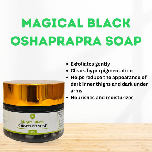 Magical Black Oshaprapra Soap - Dvee Organics - Brightening Body/Face Wash Good for Sebum Regulation, Spots & Acne Removal