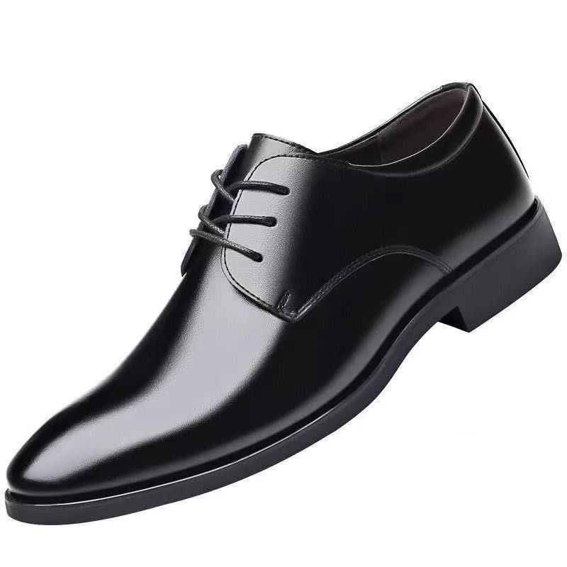ASSKLO business formal leather shoes Official Shoes for men fashionable and elegant Rubber outsole with raised pointed toe for men lace up leather shoes for weddings groom's Plain Lace up Derby