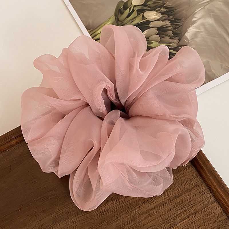 Super fairy solid color mesh simple forest style large intestine headband, high-end feeling, tie headband, elegant and versatile headband hair accessory