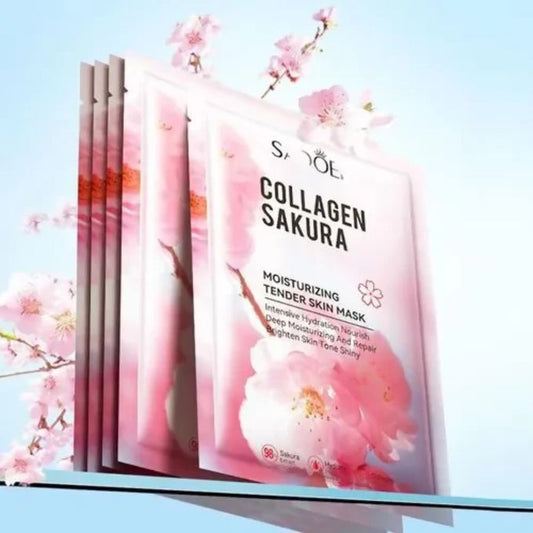 10 Pcs Collagen Sakura Moisturizing Tender Skin Mask Intensive Hydration Nourish Repair Brighten Skin Tone Shiny