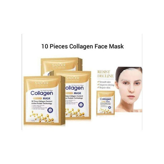 10 Pieces Collagen Face Mask Anti-Aging Face Mask Moisturizing Firming Anti-aging Repair Brightening Facial Sheet Mask Minimize Wrinkles, Restores...
