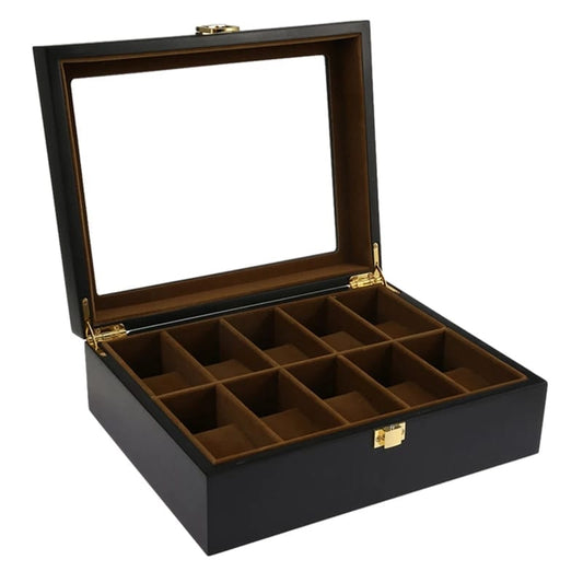 10 Slot Wooden Watch Box  Display Case