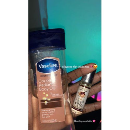 Vaseline 2 in 1 CHOCOLATY COCOA BUTTER COMBO: Intensive Care Cocoa Radiant Body Oil + ( FREE Choco Musk Perfume Oil)