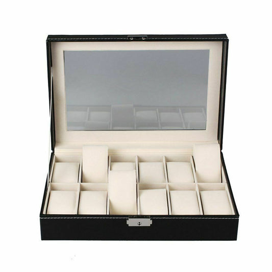 12 Girds Slots PU Leather Watch Organizer