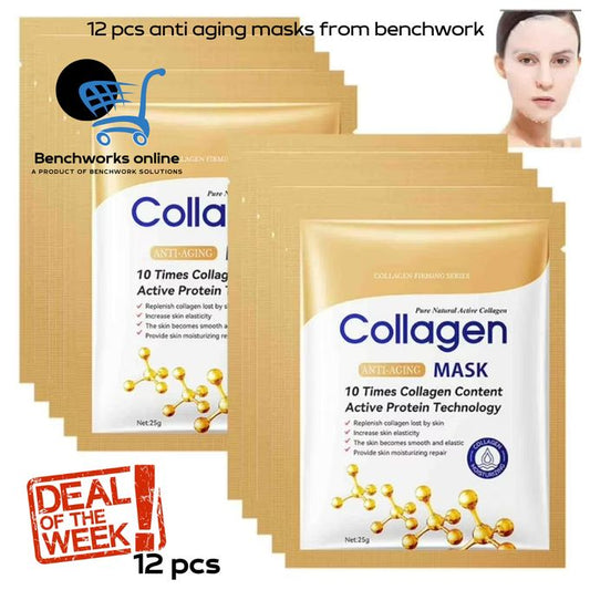 12 pcs Collagen anti-aging Mask Firming Moisturizing Repair Brightening skincare Face Sheet Mask Beauty Facial Masks Skin Care