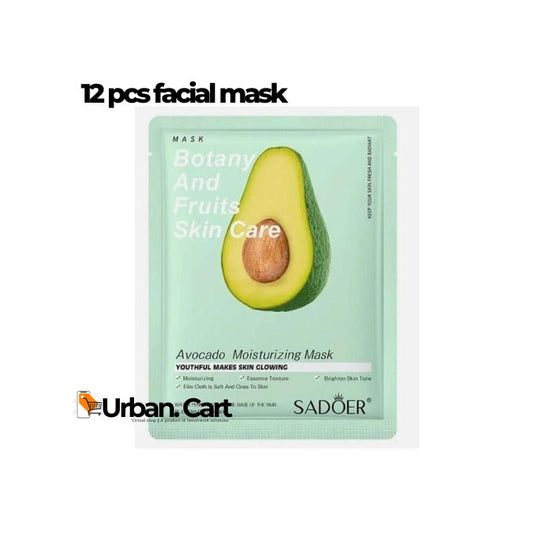 12 pcs of Natural Plant Extract Series Facial Mask Whitening Moisturzing Face Mask